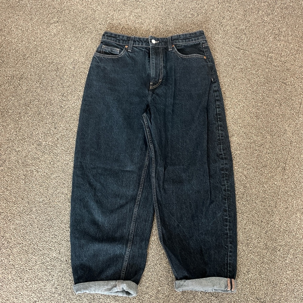 Dark Blue Barrel Jeans